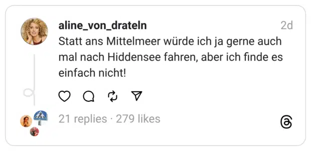 Statt ans Mittelmeer würde ich ja gerne auch mal nach Hiddensee fahren, aber ich finde es einfach nicht!