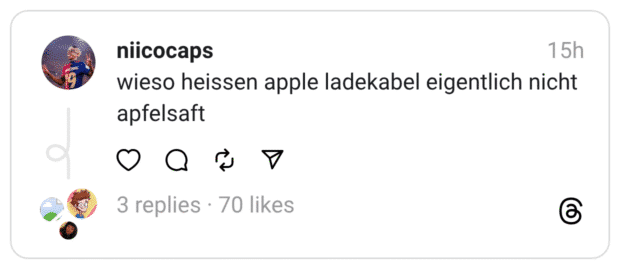 wieso heissen apple ladekabel eigentlich nicht apfelsaft
