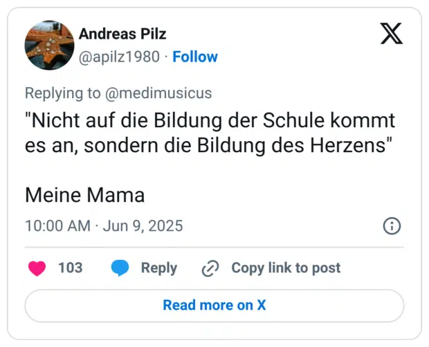 "Nicht auf die Bildung der Schule kommt es an, sondern die Bildung des Herzens"