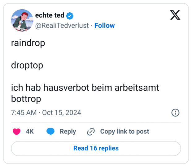 raindrop droptop ich hab hausverbot beim arbeitsamt bottrop