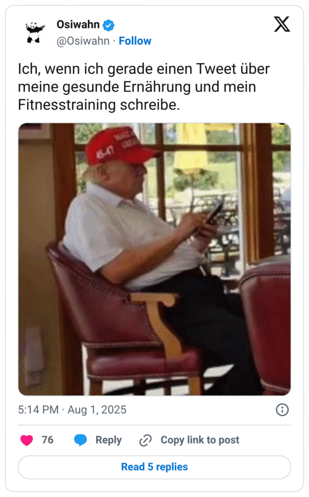 Ich, wenn ich gerade einen Tweet über meine gesunde Ernährung und mein Fitnesstraining schreibe