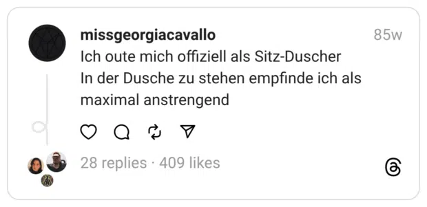 Ich oute mich offiziell als Sitz-Duscher In der Dusche zu stehen empfinde ich als maximal anstrengend