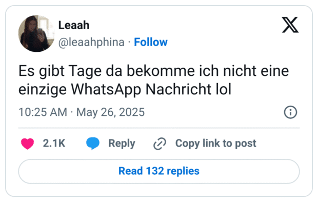 Es gibt Tage da bekomme ich nicht eine einzige WhatsApp Nachricht lol
