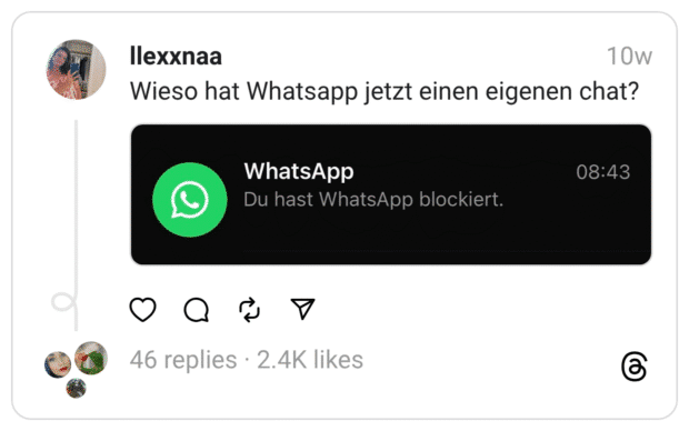 Wieso hat Whatsapp jetzt einen eigenen chat?