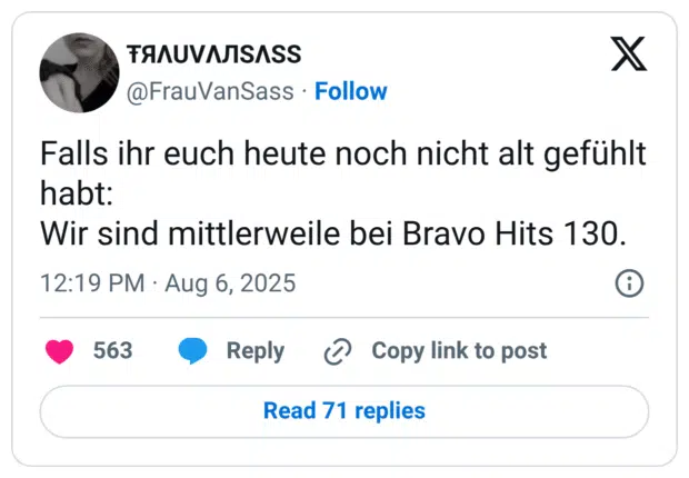 Falls ihr euch heute noch nicht alt gefühlt habt: Wir sind mittlerweile bei Bravo Hits 130.