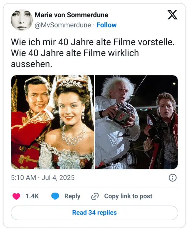 Wie ich mir 40 Jahre alte Filme vorstelle. Wie 40 Jahre alte Filme wirklich aussehen.