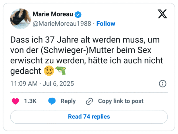 Dass ich 37 Jahre alt werden muss, um von der (Schwieger-)Mutter beim Sex erwischt zu werden, hätte ich auch nicht gedacht