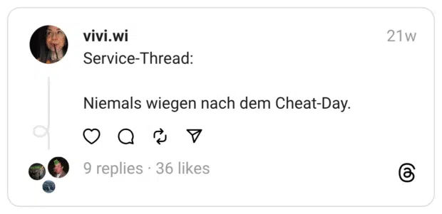 Service-Thread: Niemals wiegen nach dem Cheat-Day.