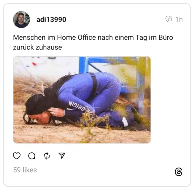 Menschen im Home Office nach einem Tag im Büro zurück zuhause 1h