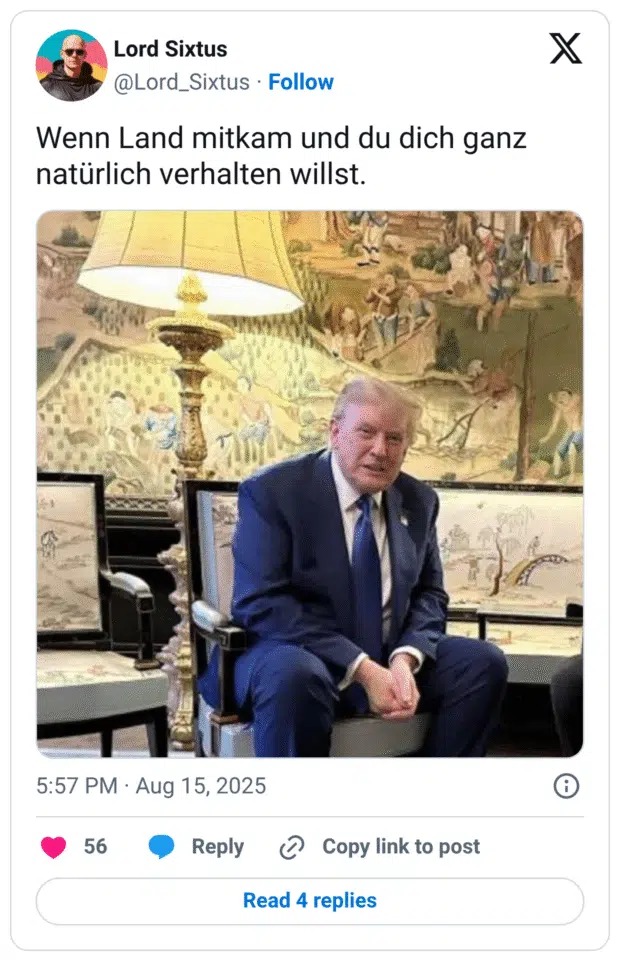 Wenn Land mitkam und du dich ganz natürlich verhalten willst.