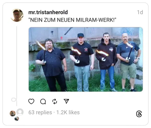 NEIN ZUM NEUEN MILRAM-WERK!"