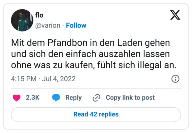 Mit dem Pfandbon in den Laden gehen und sich den einfach auszahlen lassen ohne was zu kaufen, fühlt sich illegal an.