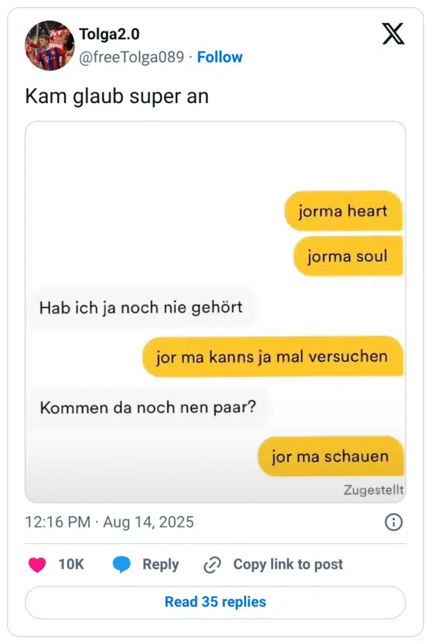 Kam glaub super an