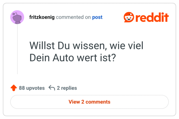 Willst Du wissen, wie viel Dein Auto wert ist?