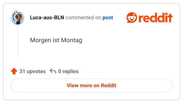 Morgen ist Montag