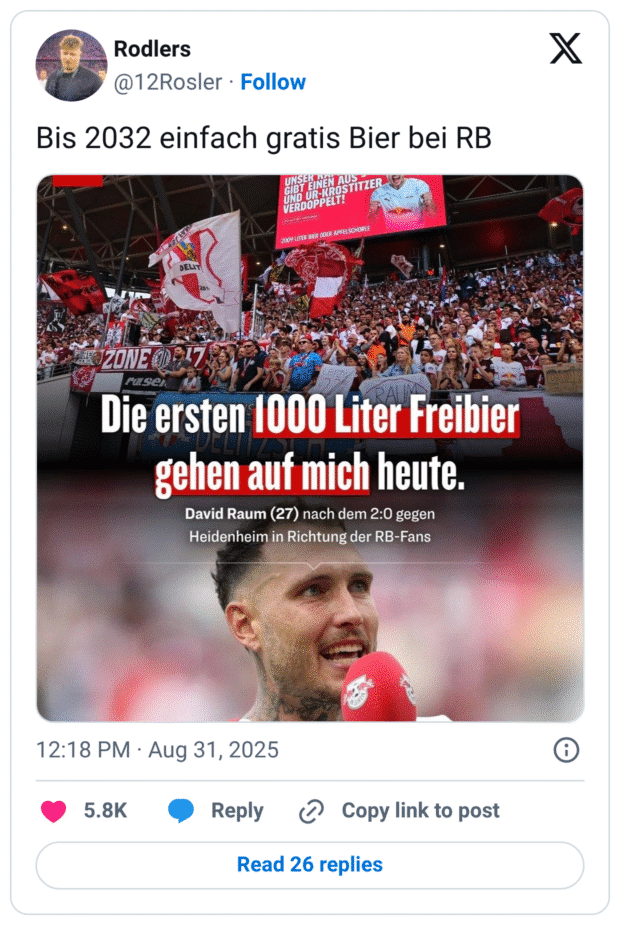 Bis 2032 einfach gratis Bier bei RB