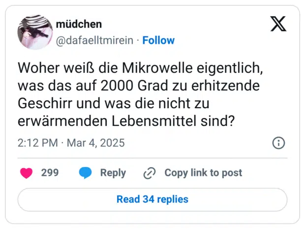 Woher weiß die Mikrowelle eigentlich, was das auf 2000 Grad zu erhitzende Geschirr und was die nicht zu erwärmenden Lebensmittel sind?
