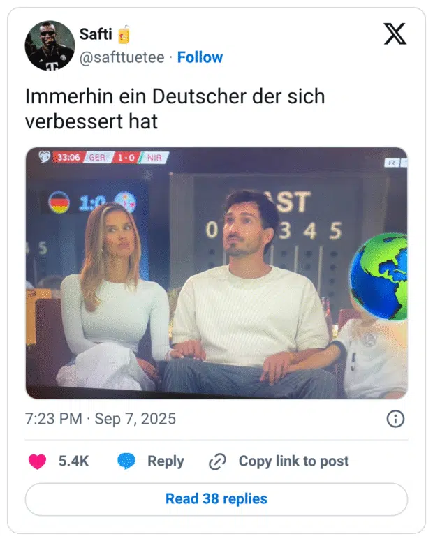 Immerhin ein Deutscher der sich verbessert hat