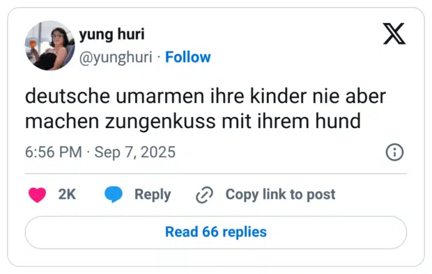 deutsche umarmen ihre kinder nie aber machen zungenkuss mit ihrem hund