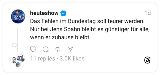 Das Fehlen im Bundestag soll teurer werden. Nur bei Jens Spahn bleibt es günstiger für alle, wenn er zuhause bleibt.