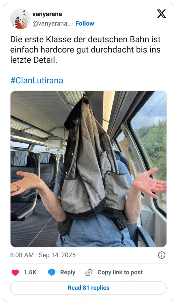 Die erste Klasse der deutschen Bahn ist einfach hardcore gut durchdacht bis ins letzte Detail.