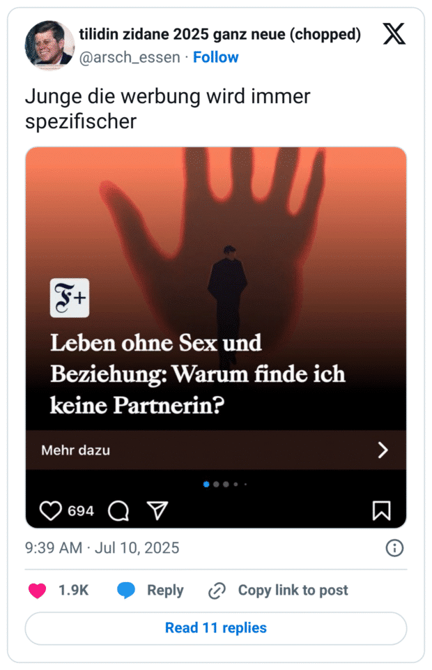 Junge die werbung wird immer spezifischer
