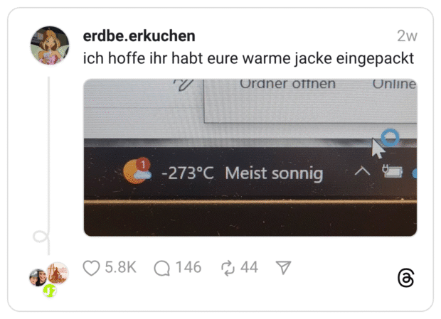 ich hoffe ihr habt eure warme jacke eingepackt