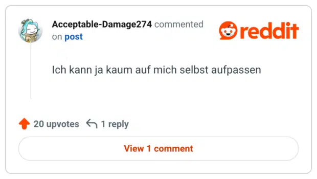 Ich kann ja kaum auf mich selbst aufpassen