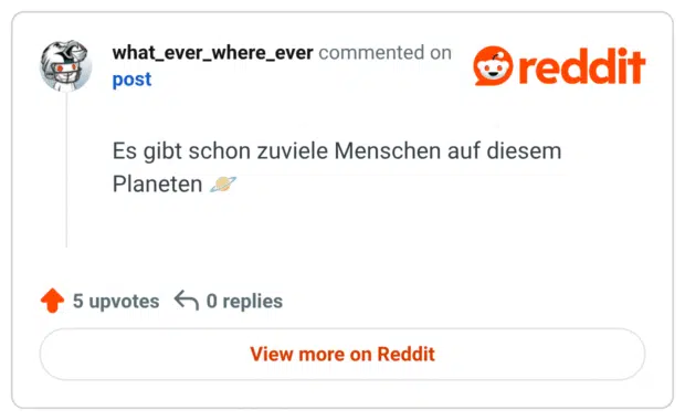 Es gibt schon zuviele Menschen auf diesem Planeten 🪐