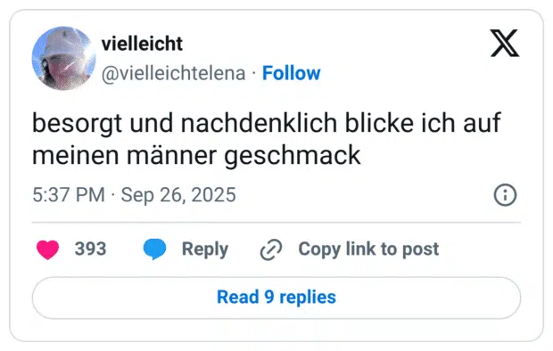 besorgt und nachdenklich blicke ich auf meinen männer geschmack