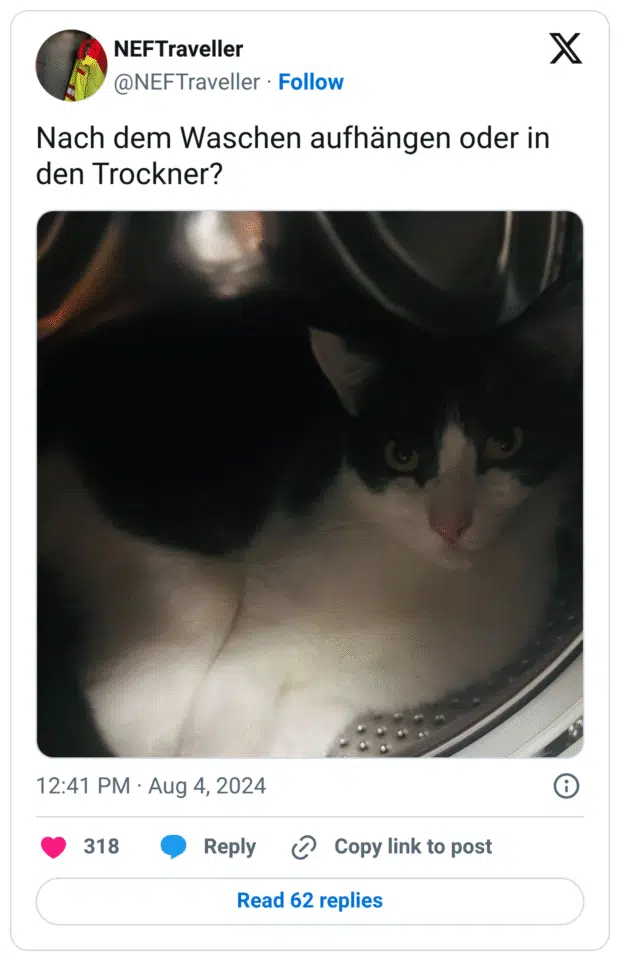 Nach dem Waschen aufhängen oder in den Trockner?