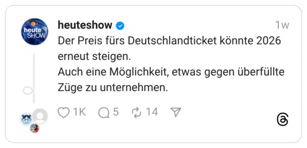 Der Preis fürs Deutschlandticket könnte 2026 erneut steigen. Auch eine Möglichkeit, etwas gegen überfüllte Züge zu unternehmen