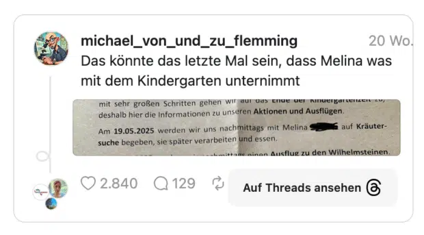 Das könnte das letzte Mal sein, dass Melina was mit dem Kindergarten unternimmt