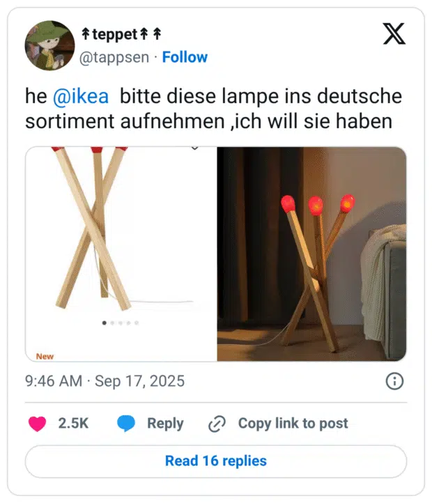 he @ikea bitte diese lampe ins deutsche sortiment aufnehmen ,ich will sie haben