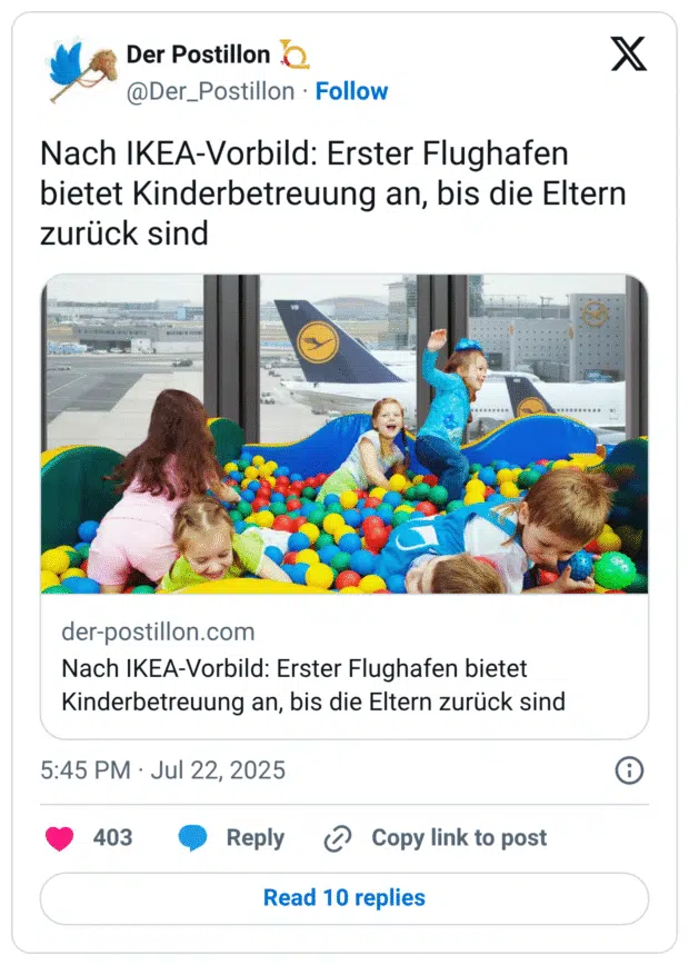Nach IKEA-Vorbild: Erster Flughafen bietet Kinderbetreuung an, bis die Eltern zurück sind https://t.co/4c09wGmCS3