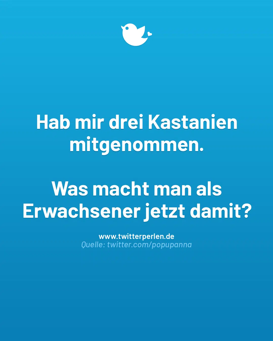 Hab mir drei Kastanien mitgenommen.
Was macht man als Erwachsener jetzt damit?