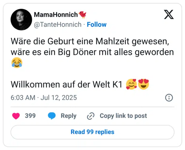 Wäre die Geburt eine Mahlzeit gewesen, wäre es ein Big Döner mit alles geworden 😂 Willkommen auf der Welt K1 🥰😍
