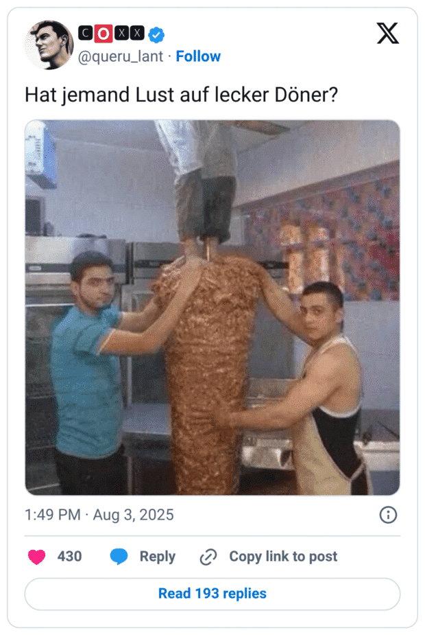 Hat jemand Lust auf lecker Döner?