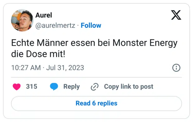 Echte Männer essen bei Monster Energy die Dose mit!