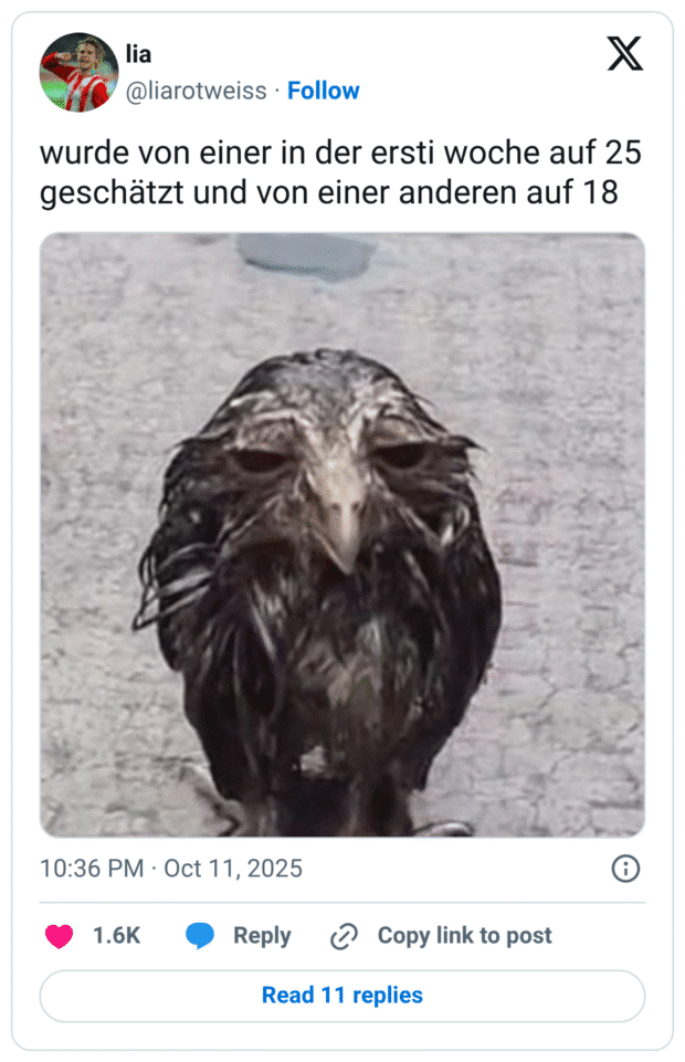 wurde von einer in der ersti woche auf 25 geschätzt und von einer anderen auf 18