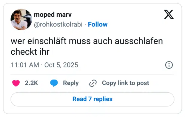 wer einschläft muss auch ausschlafen checkt ihr