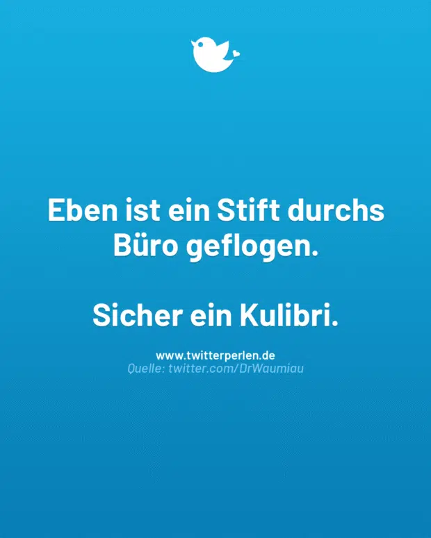 Eben ist ein Stift durchs Büro geflogen.
Sicher ein Kulibri.