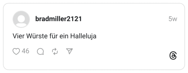 Vier Würste für ein Halleluja