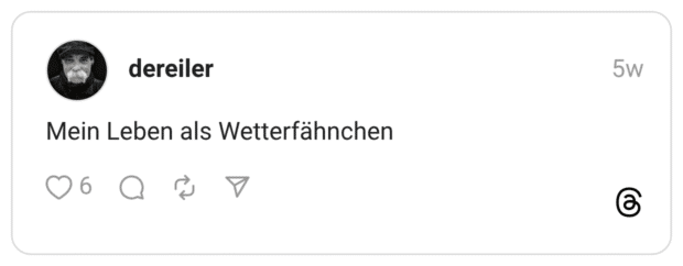 Mein Leben als Wetterfähnchen