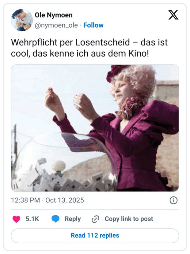 Wehrpflicht per Losentscheid – das ist cool, das kenne ich aus dem Kino!