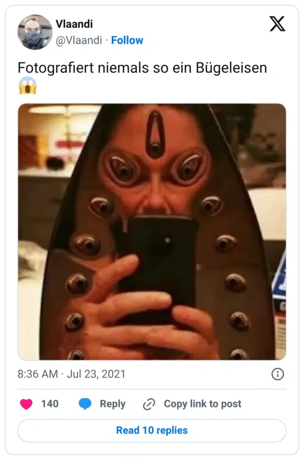 Fotografiert niemals so ein Bügeleisen 😱