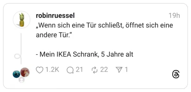 enn sich eine Tür schließt, öffnet sich eine andere Tür."