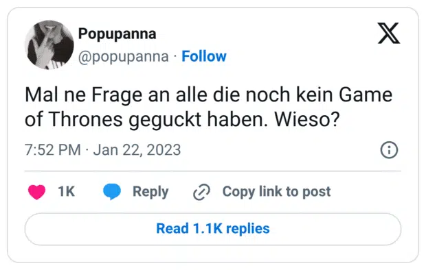 Mal ne Frage an alle die noch kein Game of Thrones geguckt haben. Wieso?