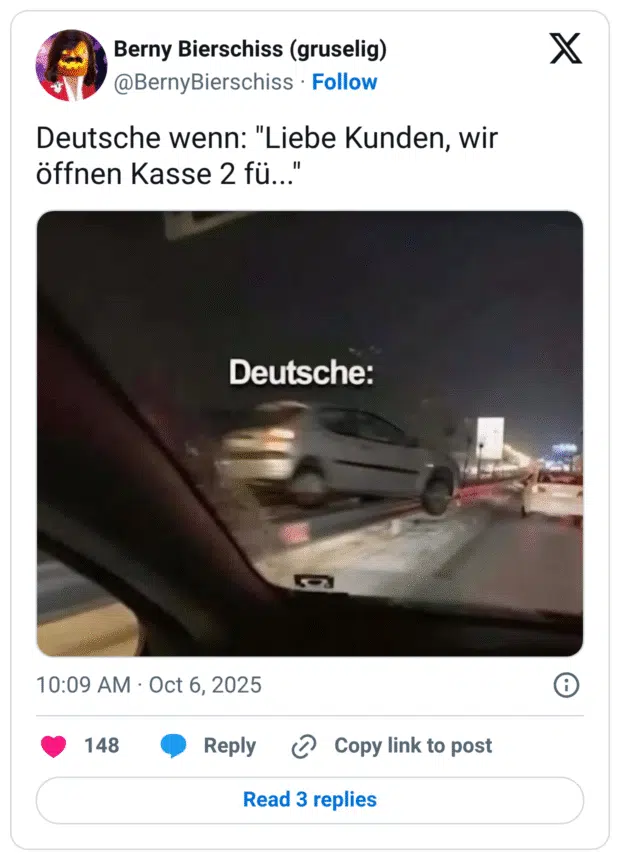 Deutsche wenn: "Liebe Kunden, wir öffnen Kasse 2 fü..."