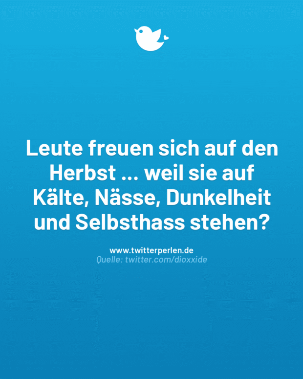 Leute freuen sich auf den Herbst … weil sie auf Kälte, Nässe, Dunkelheit und Selbsthass stehen?